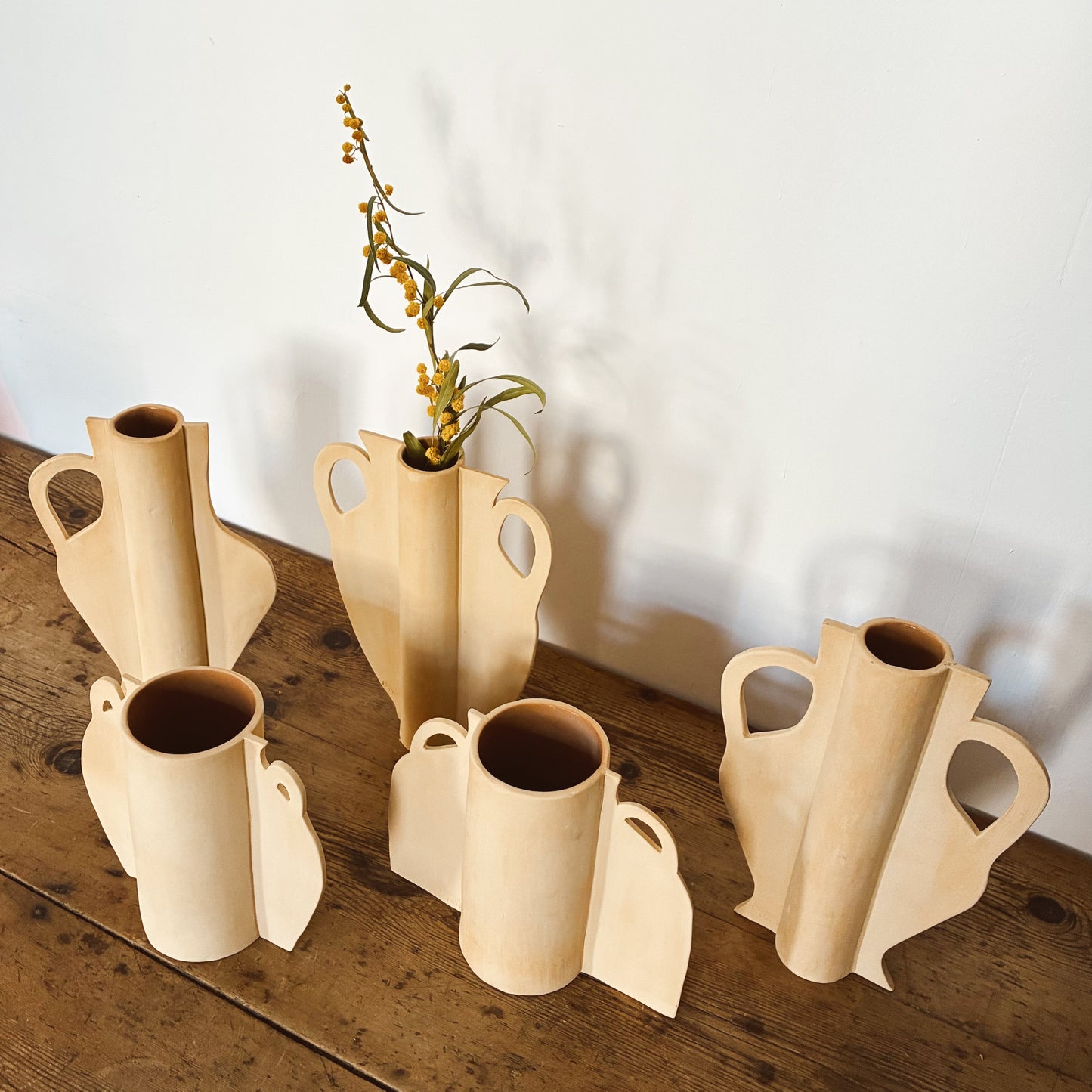 Top view of handmade ceramic vases Herència collection Mallorca